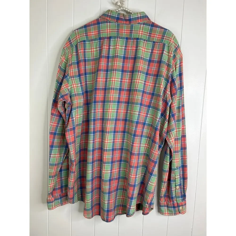 Polo Ralph Lauren Flannel‎ Men's XL Work Shirt Plaid 100% Cotton Button Up